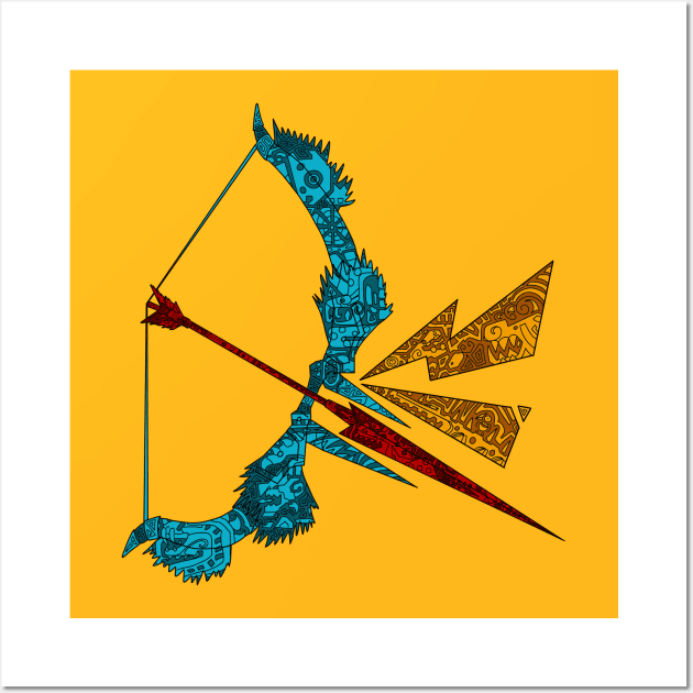 Monster Hunter Bow (lined) for light tees Wall Art by paintchips